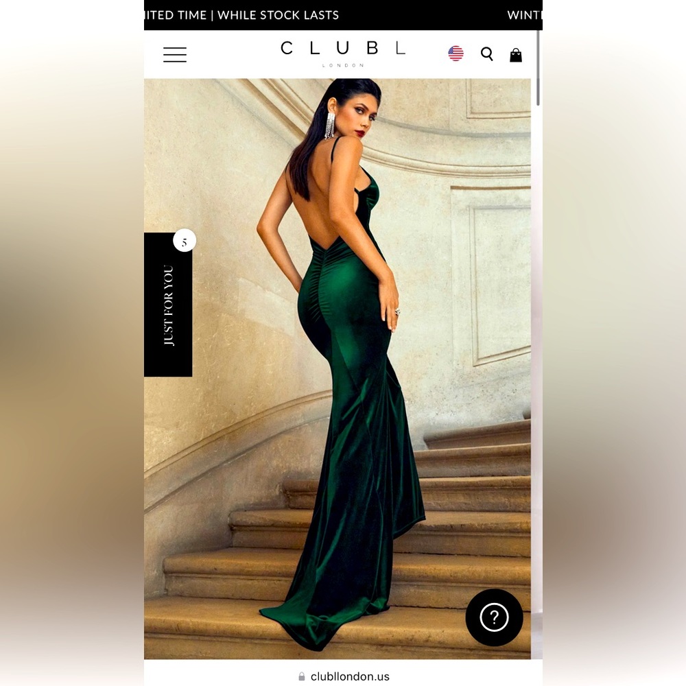 Club London Adele Bottle Green Velvet Ruched Strappy Fishtail Maxi Dress, New